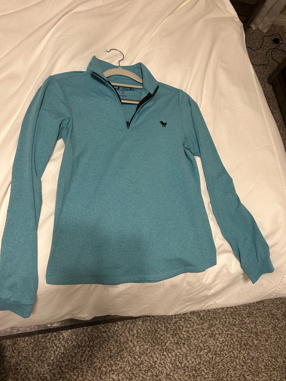 Bad Birdie Teal Half-Zip Pullover with Black Logo